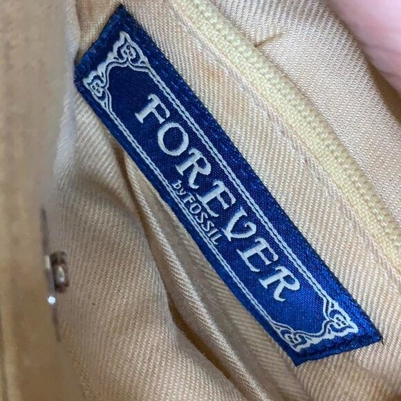 Vintage Forever by Fossil Boho Floral Embroidered Cream and Black Bamboo Handle - Picture 3 of 6